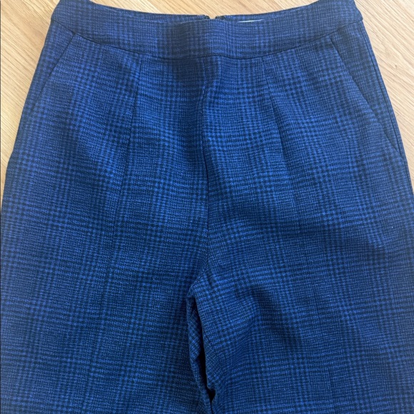 Lovers + Friends Navy Plaid Blue Black Pants Trousers High Waist Small - Picture 2 of 10